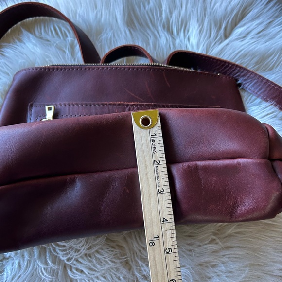 Portland Leather Tote Backpack Large Dark Brown Cherry genuine leather zip NEW - Picture 11 of 14